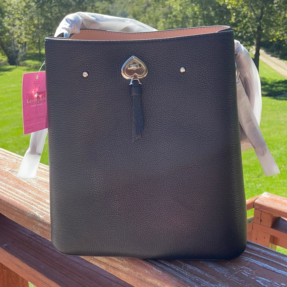 Kate Spade Marti Large Bucket Bag with matching Wallet (Black Leather)